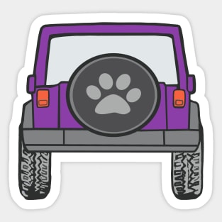 Purple Jeep with Paw Print Cover Sticker